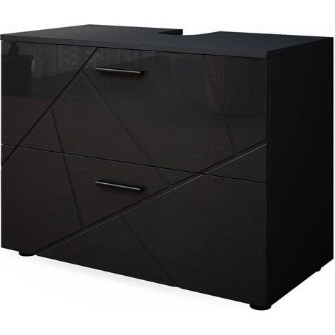 Meuble sous vasque simple Irma, Anthracite Haute brillance, 80 x 58.6 cm, Vicco