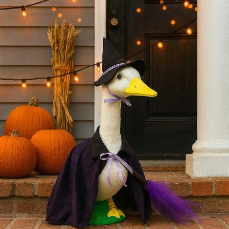 Déguisement d'oie pour Halloween, vêtements d'oie de sorcière pour porche et jardin, costume d'automne pour oie, décoration extérieure pour patio, jardin et pelouse (1/5)