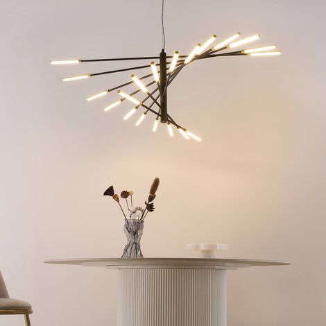 Grand lustre LED moderne noir et doré 115 cm - Aspen (1/5)