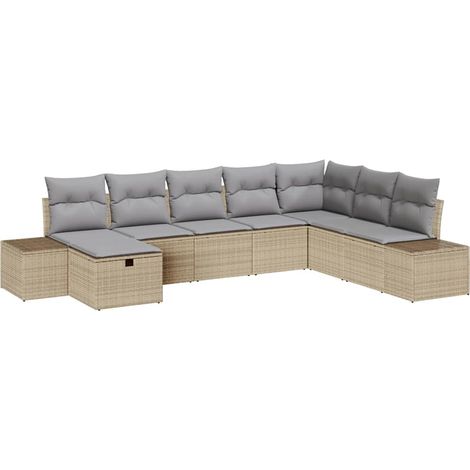 Maison Exclusive - Gartensofa-set mit Kissen 8 pcs Beige Poly-Rat