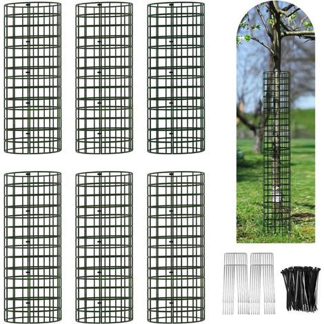 Ensemble 6 pièces grilles de protection tronc d’arbre en acier, livré avec 12 piquets et 50 attaches – Jardin et terrasse (1/4)