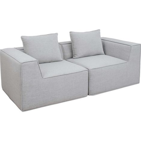 2er-Sofa/Zubehör für Sofa HHG-397, Couch 2-Sitzer Loungesofa, modular Stoff/Textil (300g/m²) 63x194x97cm hellgrau