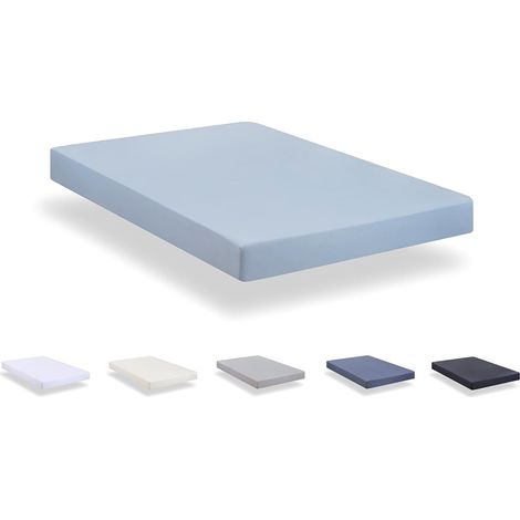 Linge de lit ajusté en microfibre brossée ultra douce, dimensions 120 x 190 / 200 cm, bleu clair (1/5)