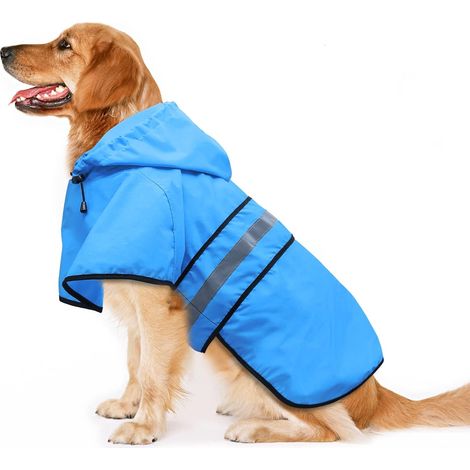 Poncho imperméable à capuche pour chien - imperméable léger et réfléchissant, ajustable, pour chiens de petite, moyenne et grande taille (L, (1/5)