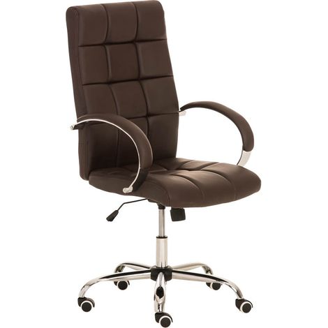 Sillón de oficina con ruedas en cuero artificial marrón BUR10011 (1/4)