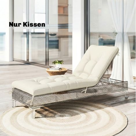 Cuscino per lettino 198 x 65 x 13 cm beige con lacci di fissaggio (1/5)