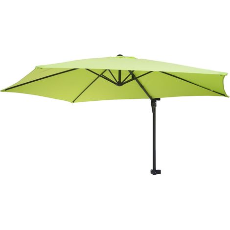Parasol mural Casoria, parasol déporté pour le balcon, 3m, inclinable, vert limon (1/5)