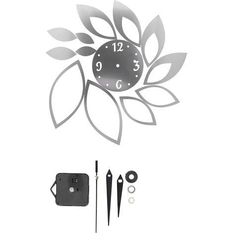 Horloge Murale 3D Autocollante Miroir Lotus Argenté, Décoration Moderne d’Art Mural, pour Salon, Cuisine, Maison, DIY (Piles Non Incluses) (1/5)