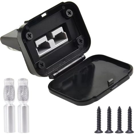 Anderson Connecteur 120 A, base de panneau mâle compatible avec fiche Anderson, pour voiture, camping-car, caravane, moto, bateau (noir) (1/5)