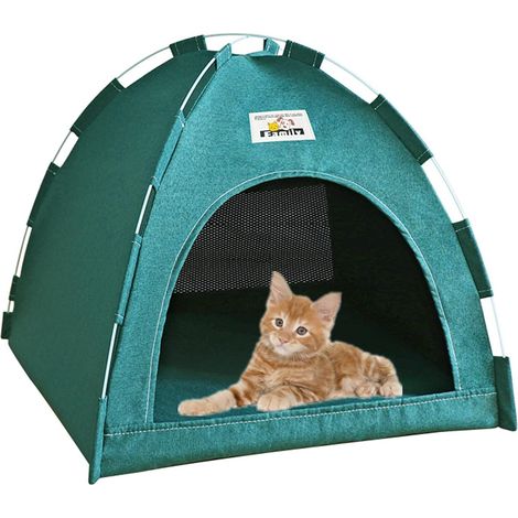 Tente pliable pour animaux avec tapis rafraîchissant, niche portable respirante pour chat et chien intérieur extérieur toutes saisons 52x52x42cm (1/5)