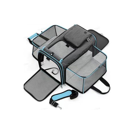 Sac de Transport pour Chat Chien Boîte de Transport Extensible Sac Transport Chat Respirant et Pliable Sac de Transport avec Matelas en Peluche Amovible pour Voyage en Train/Voiture/Restaurant/Avion (1/5)