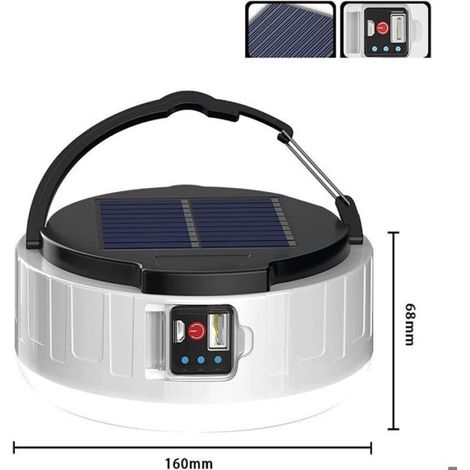 Lanterne de camping solaire avec port USB, batterie longue durée, lampe LED rechargeable, lampe de secours LED portable K95 (1/5)