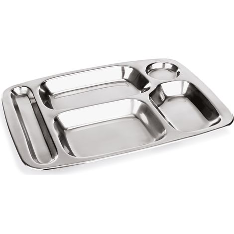 Plateau a compartiments en Acier au nickel-chrome L 365 mm l 265 mm - Lot de 6 - Was Germany
