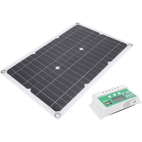 Kit Panneau Photovoltaïque 20W Silicium Monocristallin PET Imperméable Nomade Chargeur Solaire Régulateur avec Port USB pour Bateau et Voiture (1/5)