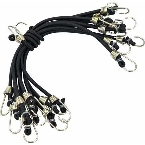 Corda elastica con gancio, 10 pezzi da 25 cm, cinghie di fissaggio resistenti, corde elastiche universali resistenti, cinghie di tensione multifunzionali per biciclette e tende, cinghia per bagagli, n (1/4)