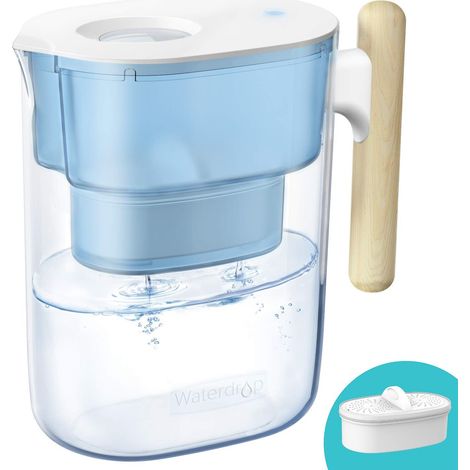 Waterdrop Chubby Cruche de Filtre à eau Avec Filtre 1 × 90 Jours, 3.5 L, Réduit le Fluorure, le Chlore et Plus, Certifiée NSF, Sans BPA, Bleu Clair (Filtre de Remplacement: WD-PF-01A Plus) (1/5)