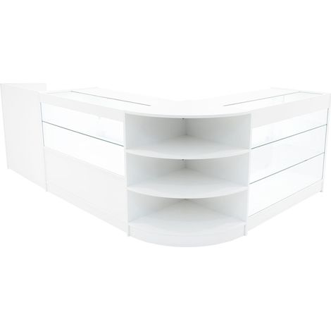 Set Banconi Bianco con LED Theia K1200 C1200 LM60 TB60 - Vetrina con Serratura, Ante Scorrevoli, Chiavi, Illuminazione, Mobile Cassa, Espositori in Vetro per Abbigliamento Gioielli Accessori (1/5)