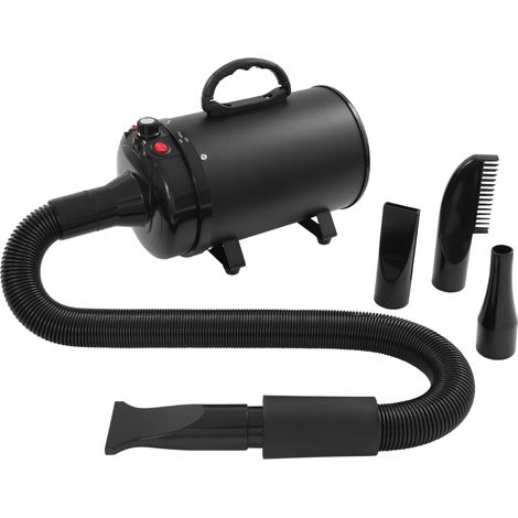 Pulseur Chien Professionnel Souffleur Chien Séchoir Sèche-Poils Toilettage Sèche-Cheveux pour Chien 2200W Sèche-Cheveux pour Animaux Vitesse Continue et température réglable avec 4 Buses (Noir) (1/5)