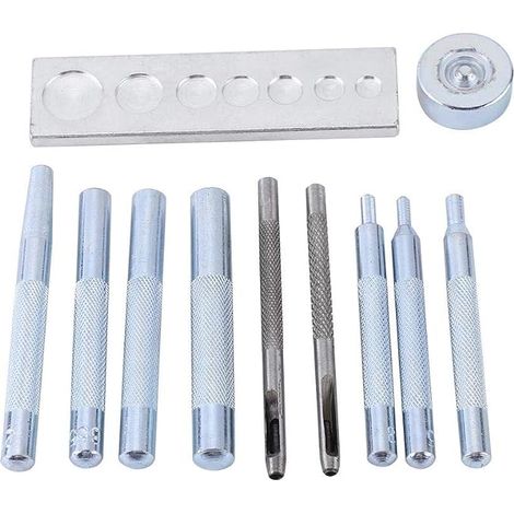 Kit de 11pcs Poinçons Matrices Perforateurs Rivets Boutons Pression Outils Couture Installation (1/5)