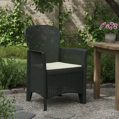 Dmora Gartenstuhl Como, Gartensitz, Outdoor-Sessel in Rattan-Optik, 100 % Made in Italy, Cm 60x58h89, Anthrazit (1/5)