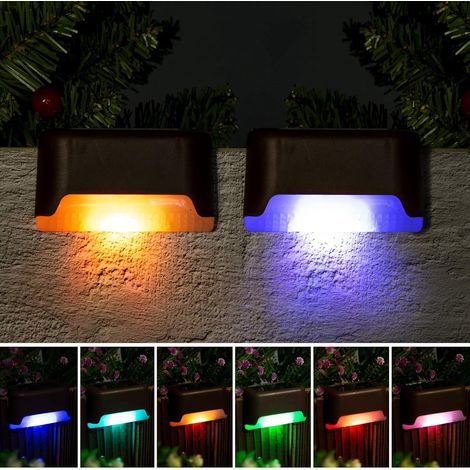 Lot de 16 lampes solaires d'extérieur pour terrasses, escaliers, marches, clôtures, jardins et patios (couleurs changeantes) (1/5)