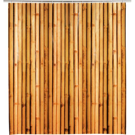 WENKO Tenda da doccia Bambusa, 180 x 200 cm, Marrone, Polietilene-Vinilacetato marrone