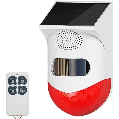 royaluxe-Alarme solaire avec détecteur de mouvement extérieur, réglable, alarme de sécurité puissante de 120 dB, lumière stroboscopique étanche IP65