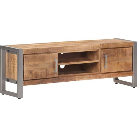 Meuble TV 120x30x40 cm en bois de manguier brut (1/5)