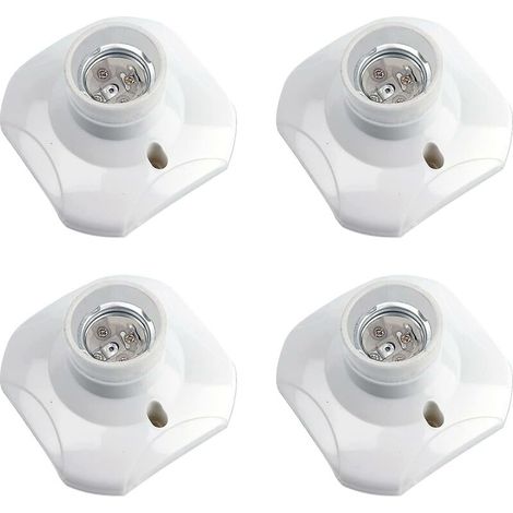 Casquillo de rosca E27 para bombilla LED – CA 220-240V – Resistente a altas temperaturas – Paquete de 4 casquillos de plástico blanco