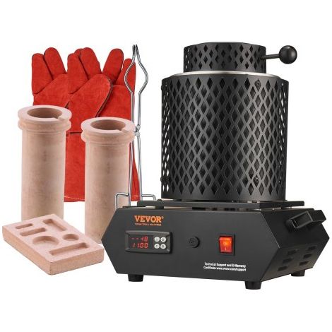 Goldschmelzofen1350 W 1150 ℃ Max. Temperatur, digitaler elektrischer Schmelzofen 1 kg / 3 kg Keramiktiegel mit Tiegelzange & Handschuhen, zur Verarbeitung von Gold Silber Kupfer Aluminium rot (1/5)