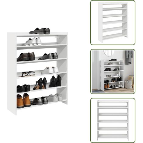 vidaXL Schuhregal Weiß 80x25x100 cm Holzwerkstoff (1/5)