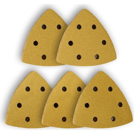 50 Pièces Delta-Triangles de Ponçage, Mixpack 10 x Grain 60/80/120/180/240 Chacun, 93 x 93 x 93 mm Pour Ponceuses Delta, triangles abrasifs autoagrippants