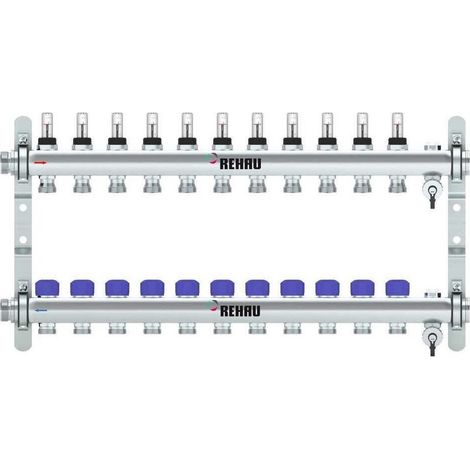 REHAU Verteiler HKV-D Easyflow Edelstahl 11 Kreise, mit Durchflussanzeige min/max, 13832101200 (1/5)