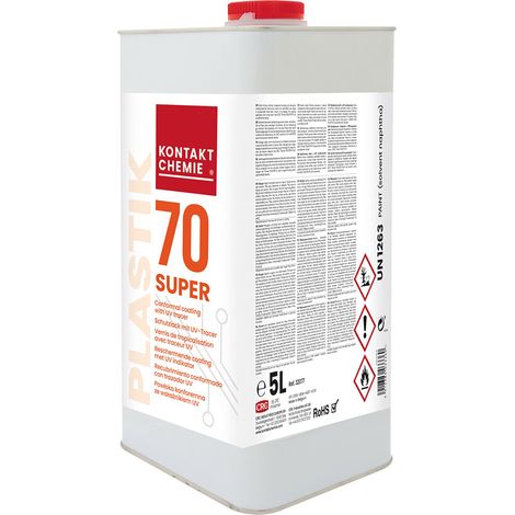 Vernis de blocage Kontakt Chemie PLASTIK 70 SUPER, Résine Acrylique, Transparent, Boîte 5 l ( Prix pour 1 )