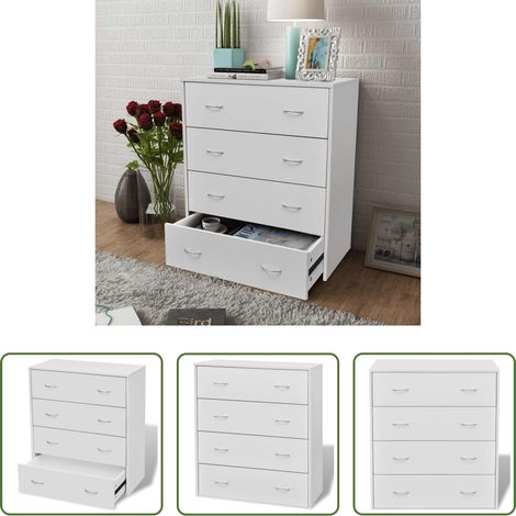 Schubladen - Kommode mit 4 Schubladen 60×30,5×71 cm Weiß (1/5)