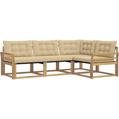 Set di divani da esterno 4 pz Bianco e Beige vidaXL (1/5)