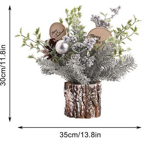 Mini-Weihnachtsbaum, 35 cm, mit beflocktem Tannenzapfen, künstlicher Baum für Büro- und Heimdekoration (1/5)