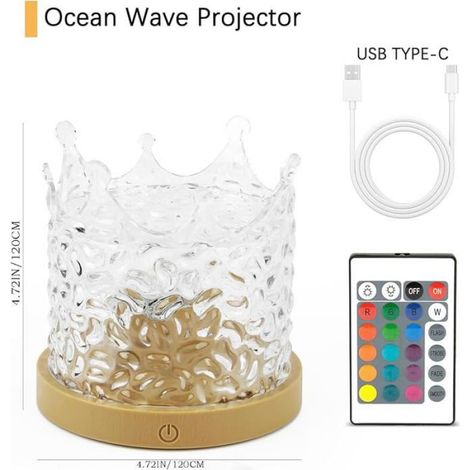 Lampe Projecteur Vagues - Effet Océan Rotatif - 16 Couleurs RVB - Veilleuse Décorative pour Salon Chambre - 1 Pièce (1/5)