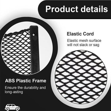 Filet Rangement pour Voiture 4 PCS, Organisateurs Rangement Coffre 36 18CM, Multifonctionnel Sac Pocket Organizer de Voiture pour Ustensiles, Camping-Cars, Bateaux, Maison (avec Vis) (1/3)