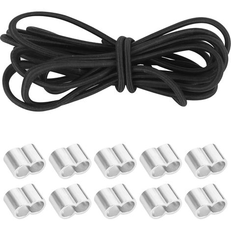 Gummiseil – 6 m – 7 mm – Für Anhänger – Mit 10 Karabinerhaken – Schwarz
