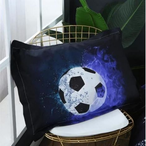 Housse De Couette - Microfibre - Imprimée 3D Football - 150 X 200 Cm - Parure Lit 2 Pièces (1/3)