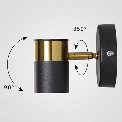 Petite applique nordique moderne simple chambre lampe de chevet projecteur personnalité créatif salon canapé fond applique noir or simple tête 5w lumière chaude (1/4)