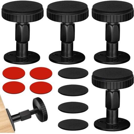Verstellbarer Bettrahmen mit Gewinde. Verstellbare Anschläge von 46 bis 64 mm und stoßdämpfend. Für Bett, Sofa, Tisch oder Wand. 4-teilig (1/4)