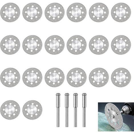 20 Pièces 22 mm Mini Disque Diamant à Tronçonner, Disque Diamant Compatible avec 4 Mandrins, Accessoires pour Outils Rotatifs, Disques de Coupe Fins pour Pierre Verre Céramique, Carrelage (1/5)