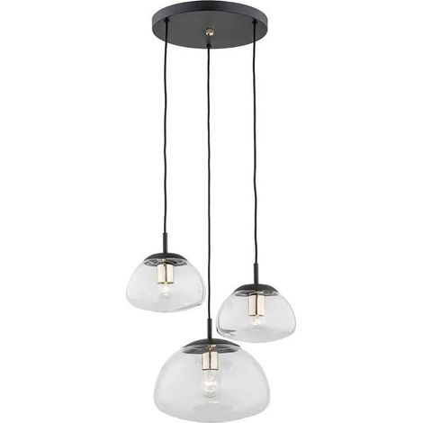 [NEUWERTIG] B-Ware Euluna Pendellampe Turku Hängeleuchte 3-flammig klar schwarz Glas E27 LED Lampe (1/2)