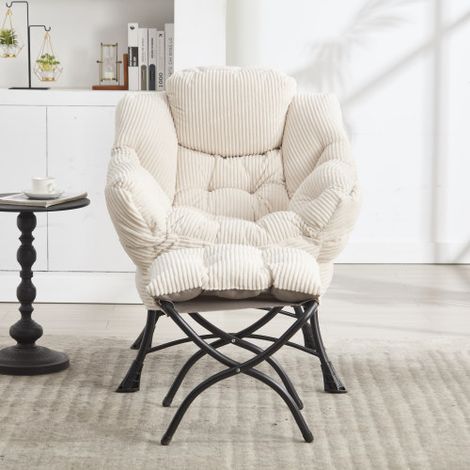 Fauteuil de relaxation avec pouf – Fauteuil d'appoint moderne avec accoudoirs et poche latérale – Fauteuil de détente/de lecture rembourré avec repose-pieds pour petits espaces – Fauteuil d'angle (Bla