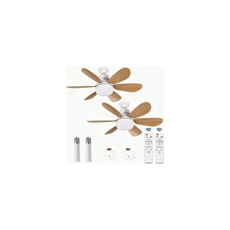 Ventilateur de plafond E27 40W – 52cm, 6 pales en ABS – Éclairage dimmable 3000K-6500K – 3 vitesses – Télécommande incluse