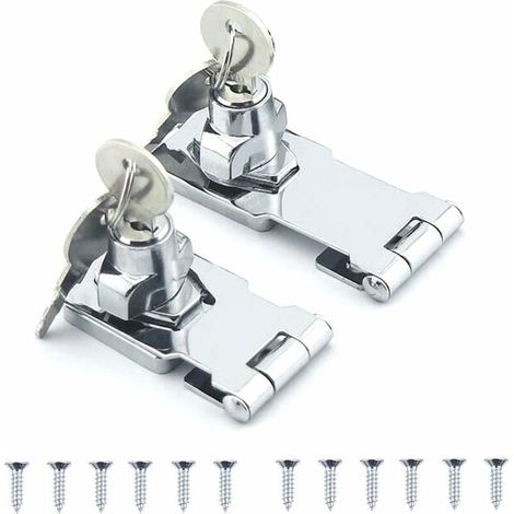 Loquets pêne dormant inox 2 pièces avec cadenas et clé, 2,4" et 3,9" (1/3)