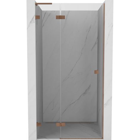 Mexen Lunar L Duschschwingtür links 110 cm, transparent, gebürstetes Kupfer - 834L-110-000-65-00-L (1/5)