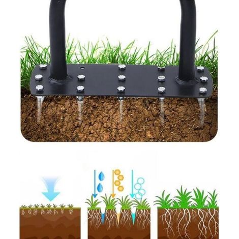 Aérateur De Gazon - Acier Carbone - Plateau Stabilisateur - Pour Entretien Pelouse Jardin - 10 Ou 15 Pointes (1/4)